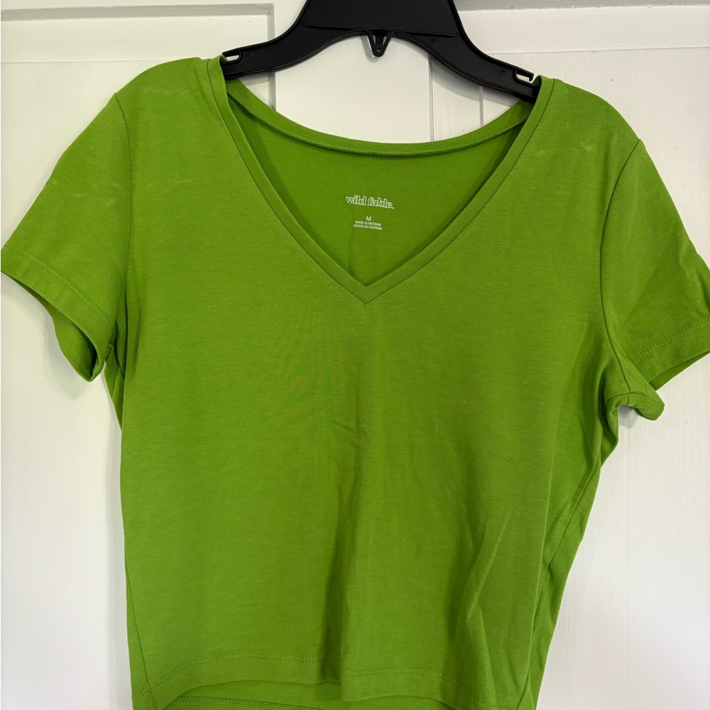 Wild Fable Green Crop Fitted T-Shirt